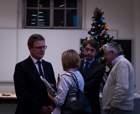 Sekretar poljske ambasade Paweł Wieleba (levo), lektorica poljskega jezika dr. Maria Wacawk, sekretar češke ambasade Lubomír Bažant in vodja Enote za češčino, slovašino in poljsšino prof. Andrej Rozman (foto Stanislaw Lawruchin)